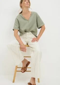 Sage Green Short Sleeve V-Neck Shirt