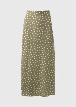 Sage Green Spot Flared Hem Midaxi Skirt