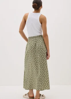 Sage Green Spot Flared Hem Midaxi Skirt