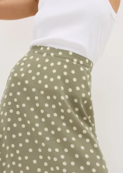Sage Green Spot Flared Hem Midaxi Skirt
