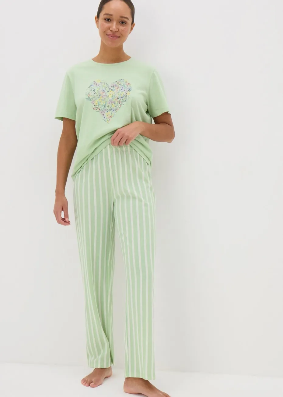 Sage Green Stripe Pyjama Bottoms