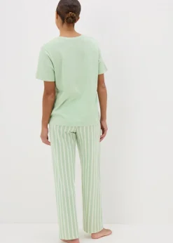 Sage Green Stripe Pyjama Bottoms