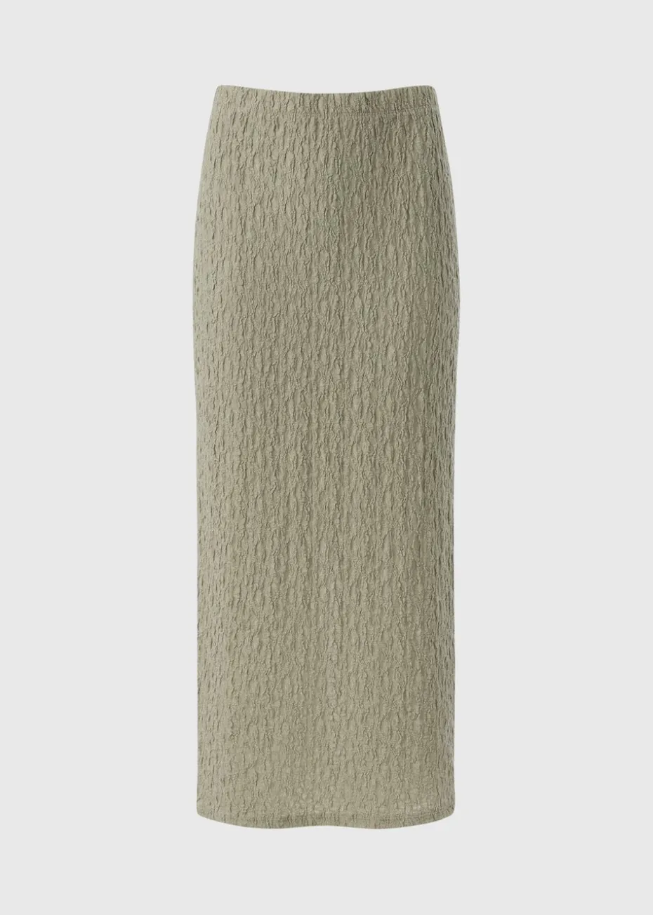 Sage Green Textured Midaxi Skirt