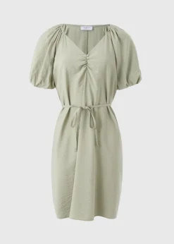 Sage Green Tie Waist Mini Dress