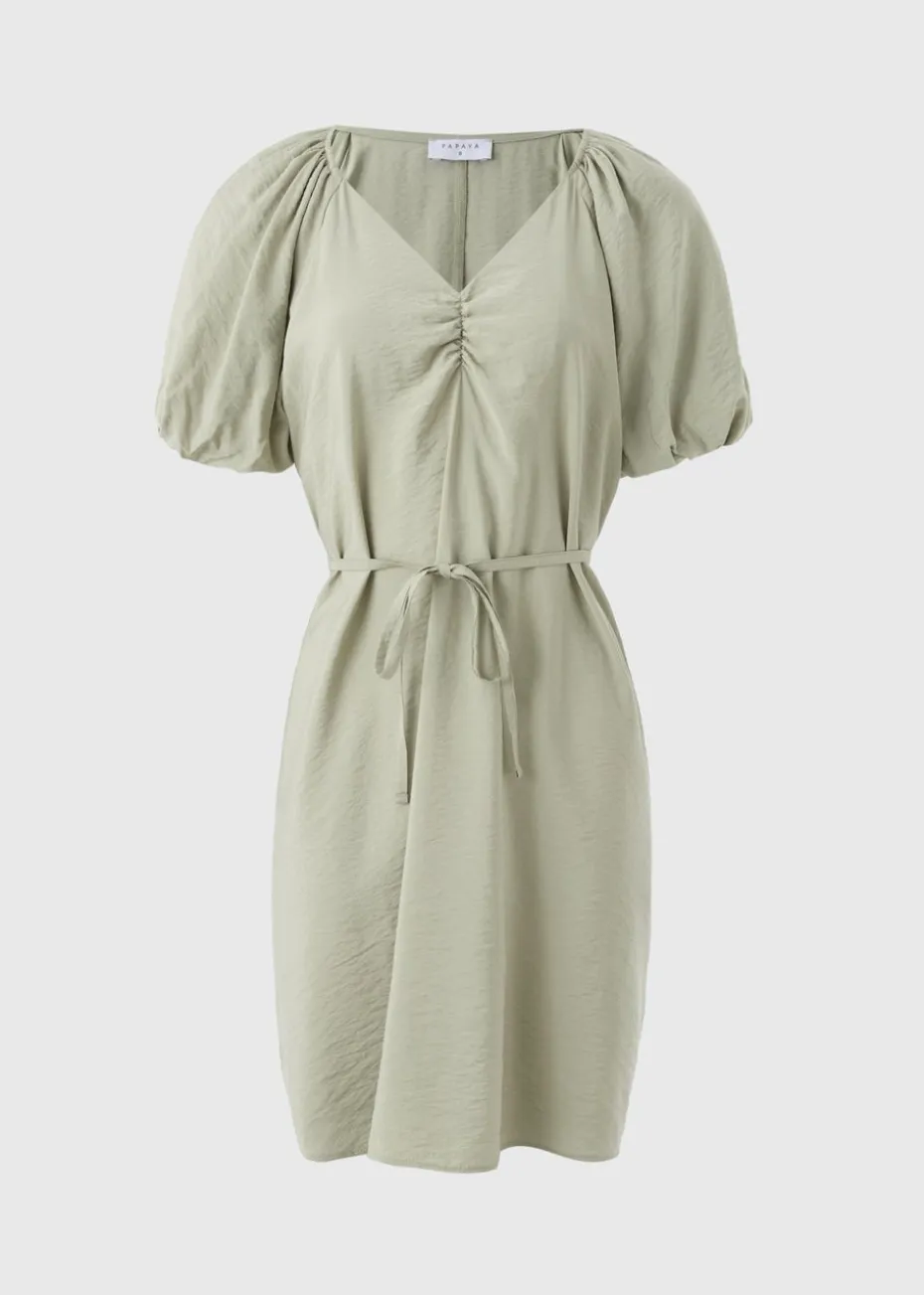 Sage Green Tie Waist Mini Dress