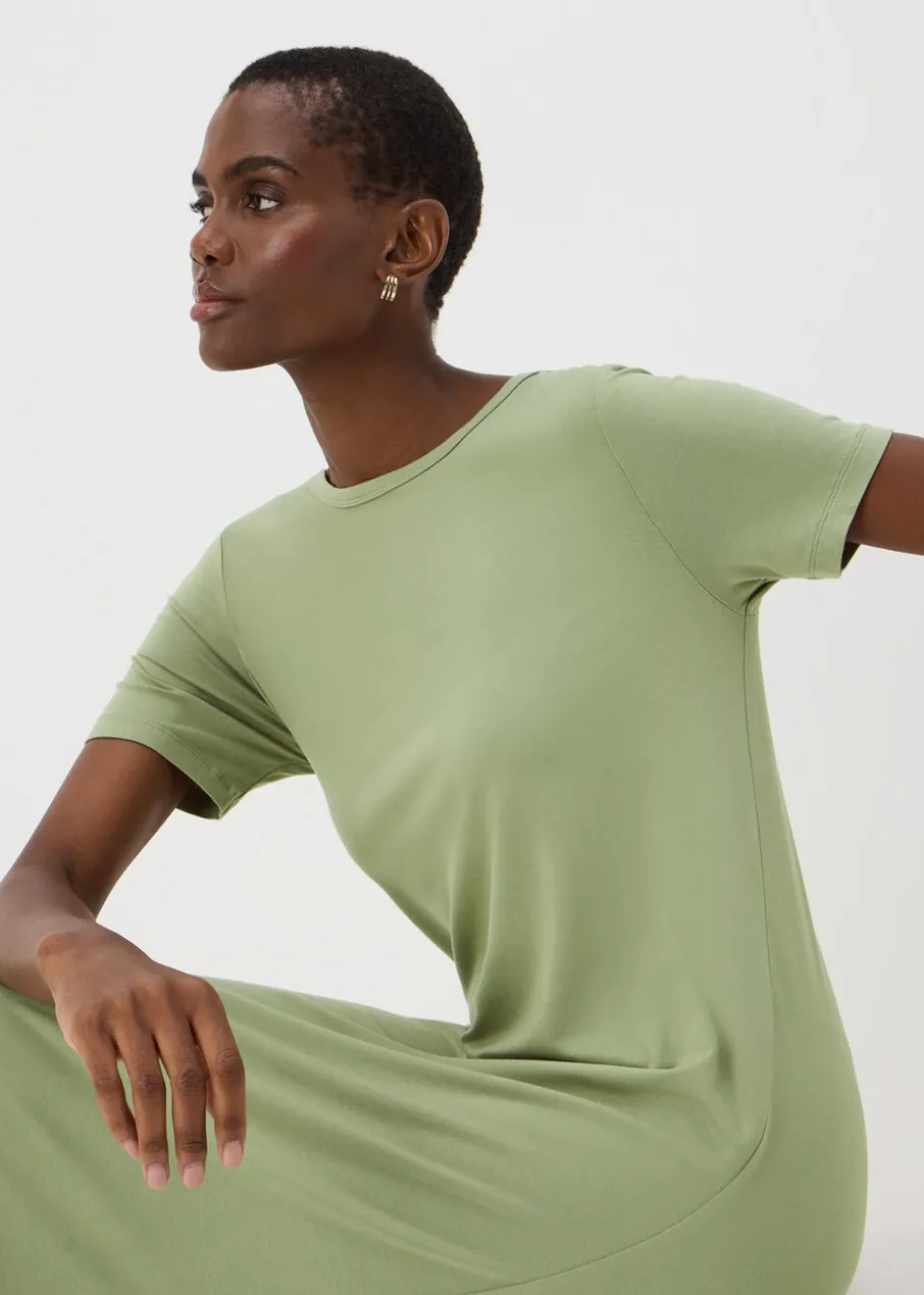 Sage Green T-Shirt Midi Dress