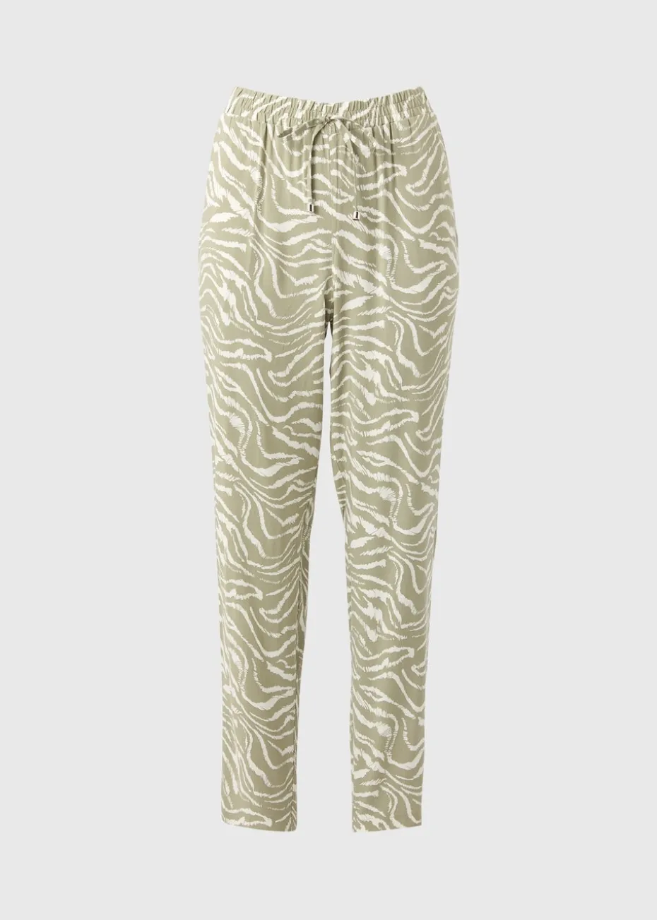 Sage Green Zebra Print Tapered Trousers
