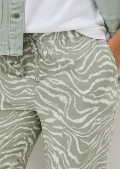 Sage Green Zebra Print Tapered Trousers