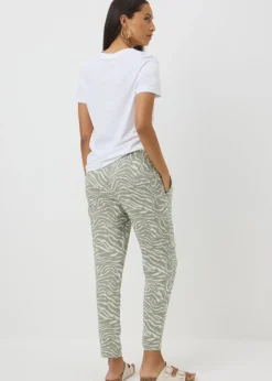 Sage Green Zebra Print Tapered Trousers