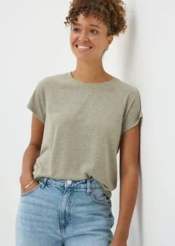 Sage Linen Blend Regular Fit T-Shirt