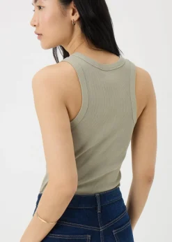 Sage Ribbed High Neck Racer Back Vest Top