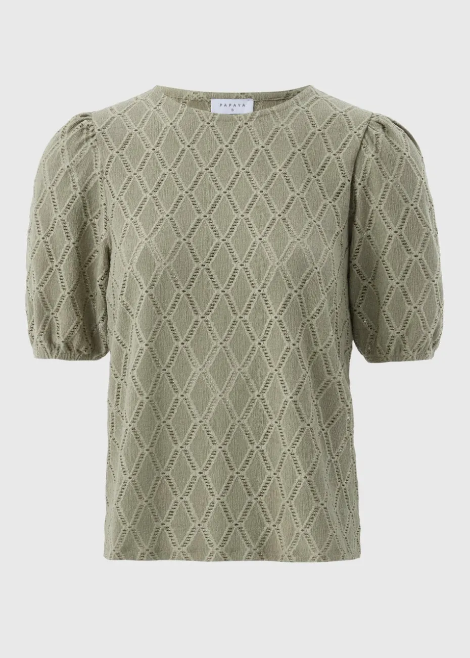 Sage Textured Puff Sleeve Top