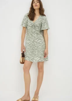 Sage Zebra Print Mini Dress