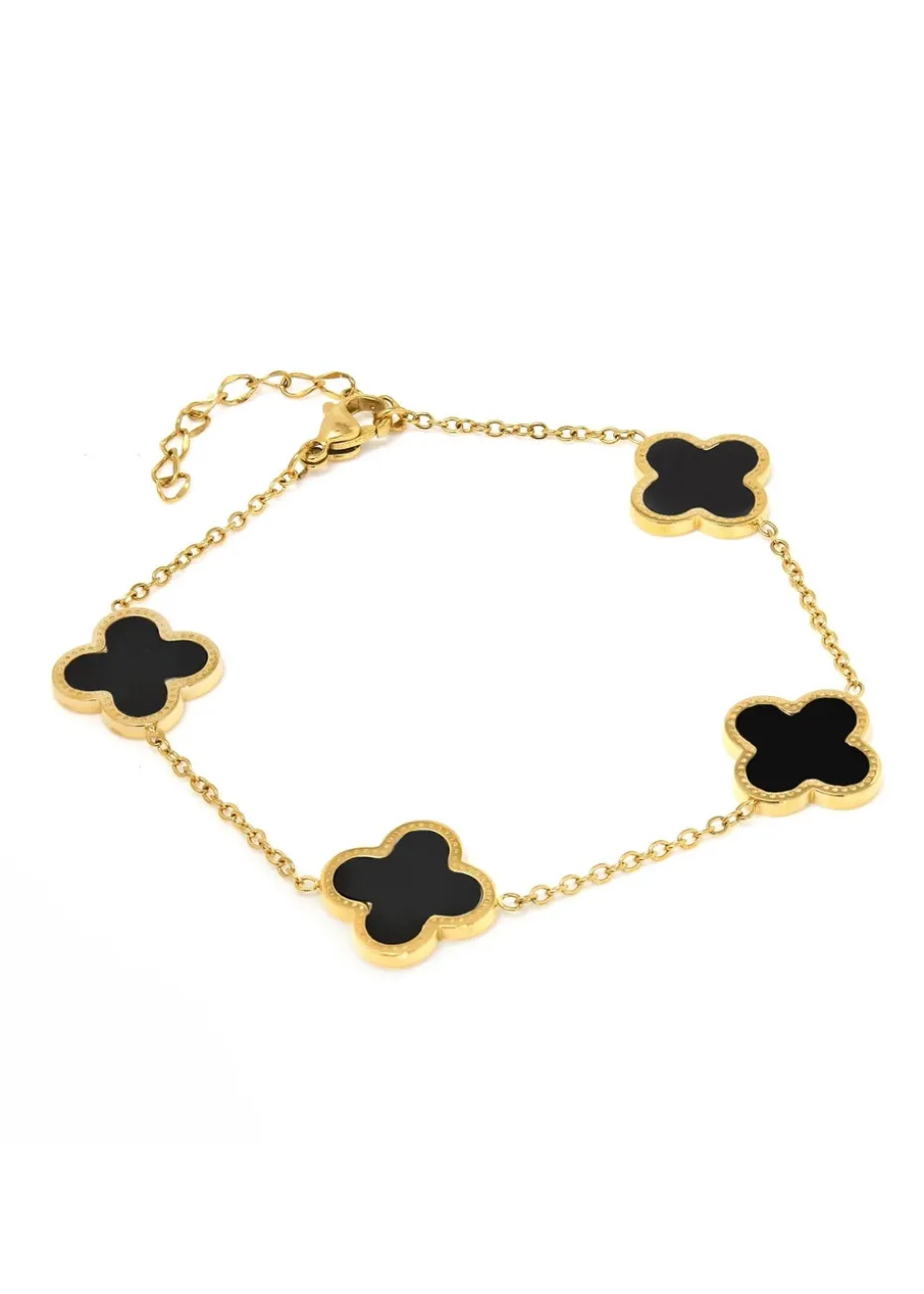 Say It With Gold & Black Luck Chain Bracelet