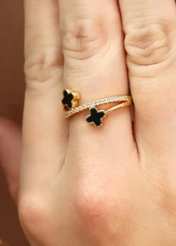 Say It With Gold & Black Clover Ring