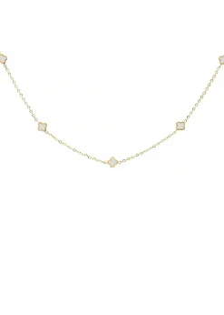 Say It With Gold & Pearl Clover Dainty Choker Necklace