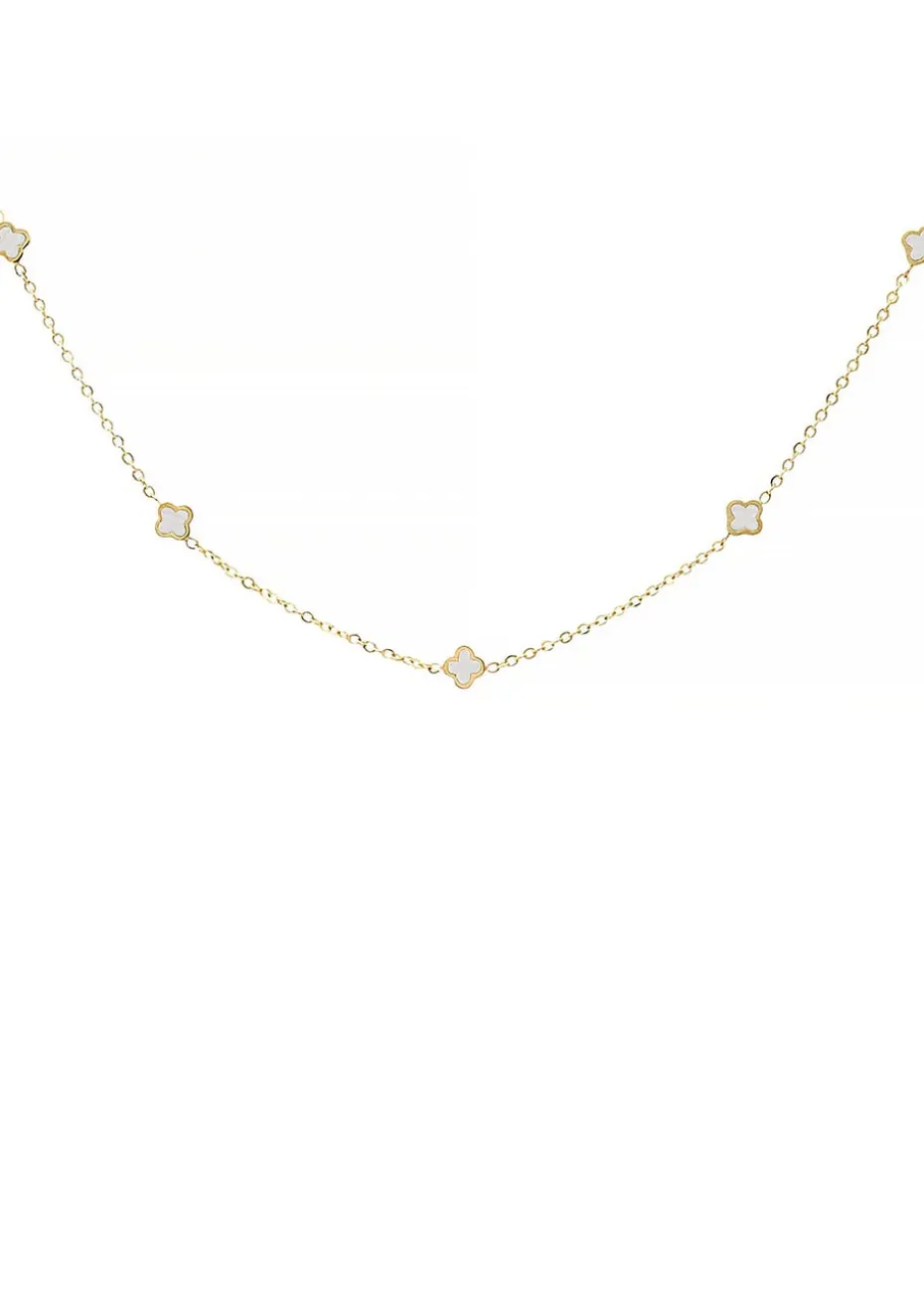 Say It With Gold & Pearl Clover Dainty Choker Necklace