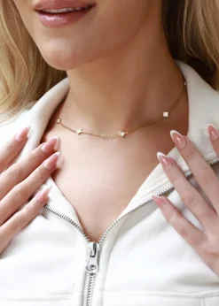 Say It With Gold & Pearl Clover Dainty Choker Necklace
