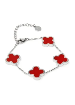 Say It With Red & Silver Teen Clover Chain Bracelet