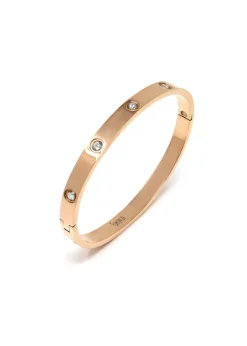 Say It With Rose Gold Hinged Stone Bangle
