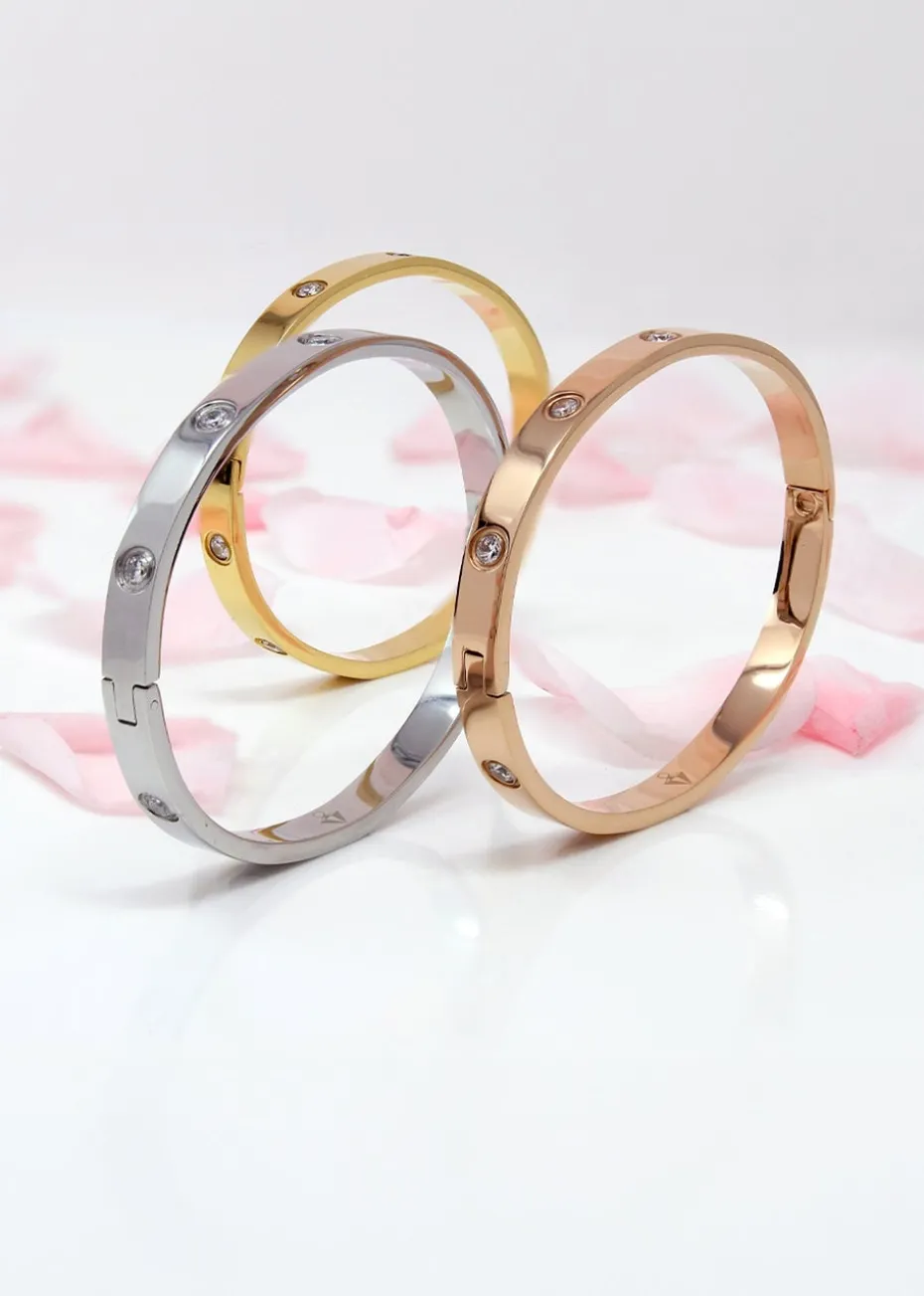 Say It With Rose Gold Hinged Stone Bangle