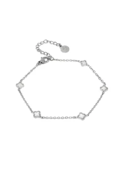 Say It With Silver Dainty Clover Chain Bracelet