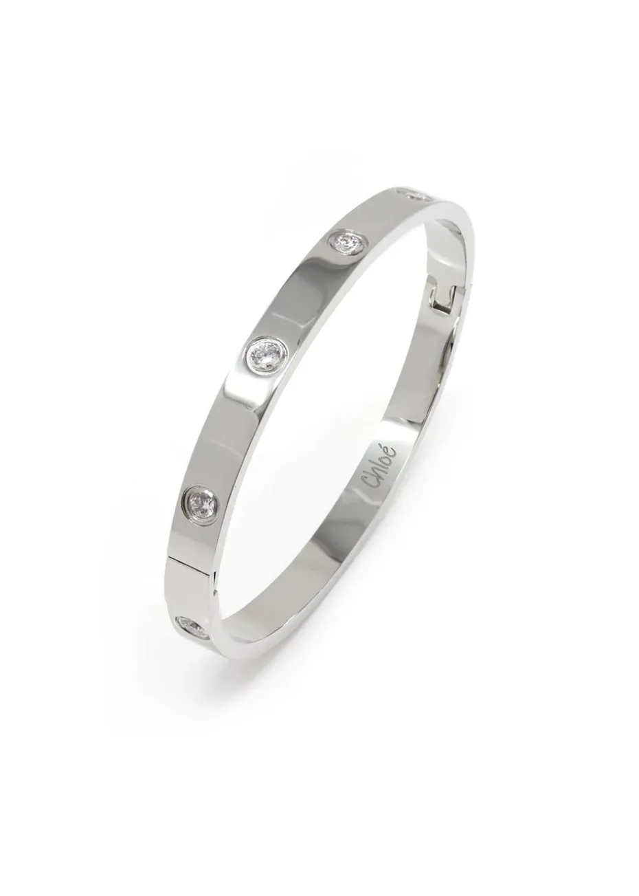 Say It With Silver Hinged Stone Bangle