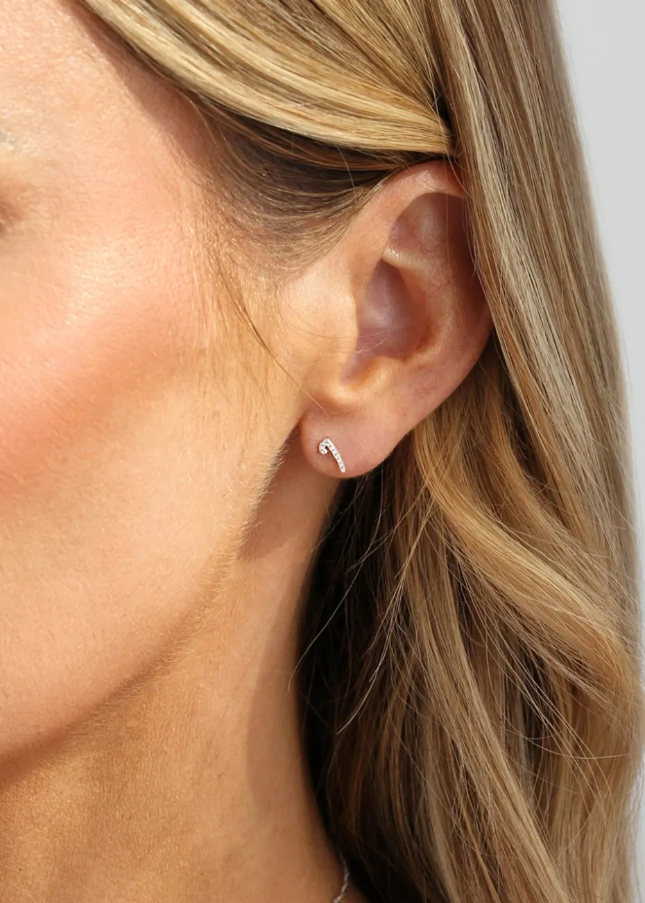 Say It With Silver Luxe CZ Initial P Earrings