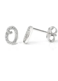 Say It With Silver Luxe CZ Initial P Earrings