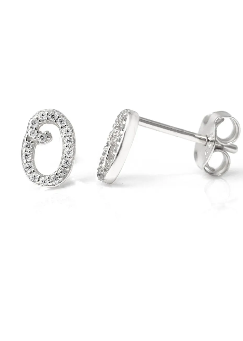Say It With Silver Luxe CZ Initial P Earrings