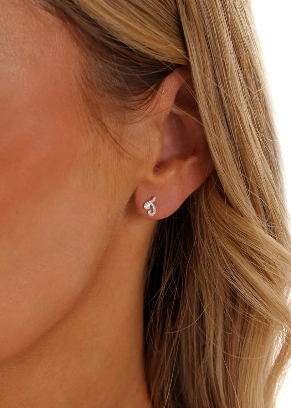 Say It With Silver Luxe CZ Initial P Earrings