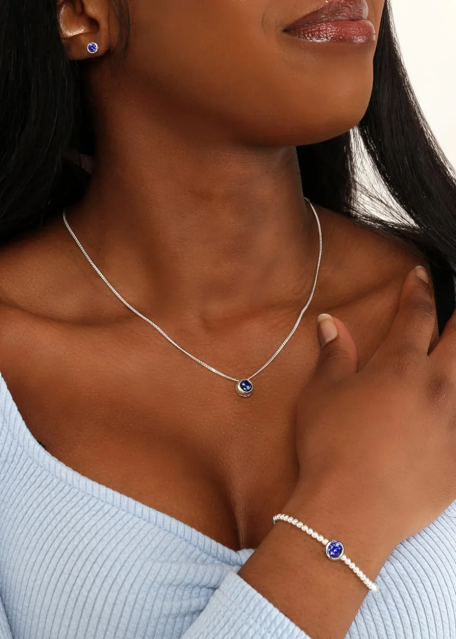 Say It With Silver September Mini Birthstone Necklace