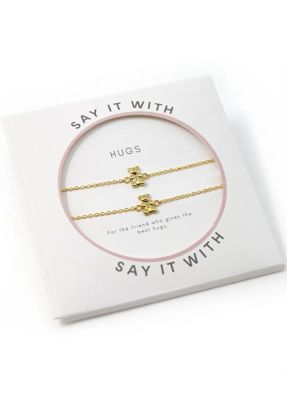 Say It With Yellow Gold Children's Bear Friendship Bracelets