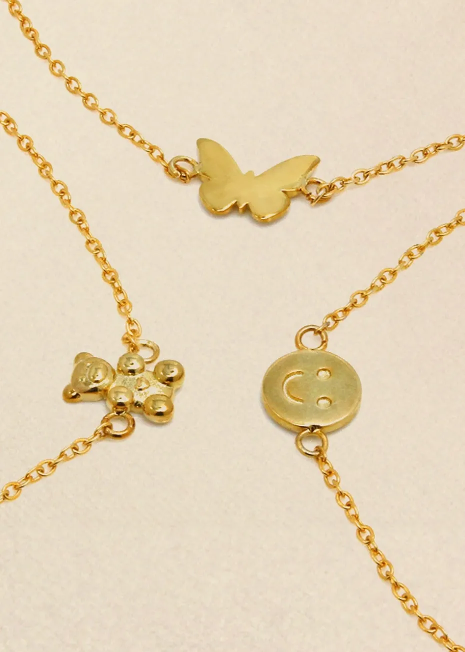 Say It With Yellow Gold Children's Bear Friendship Bracelets