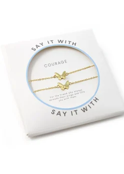 Say It With Yellow Gold Children's Butterfly Friendship Bracelets