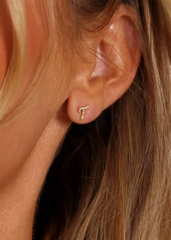 Say It With Yellow Gold Luxe CZ Initial Z Earrings