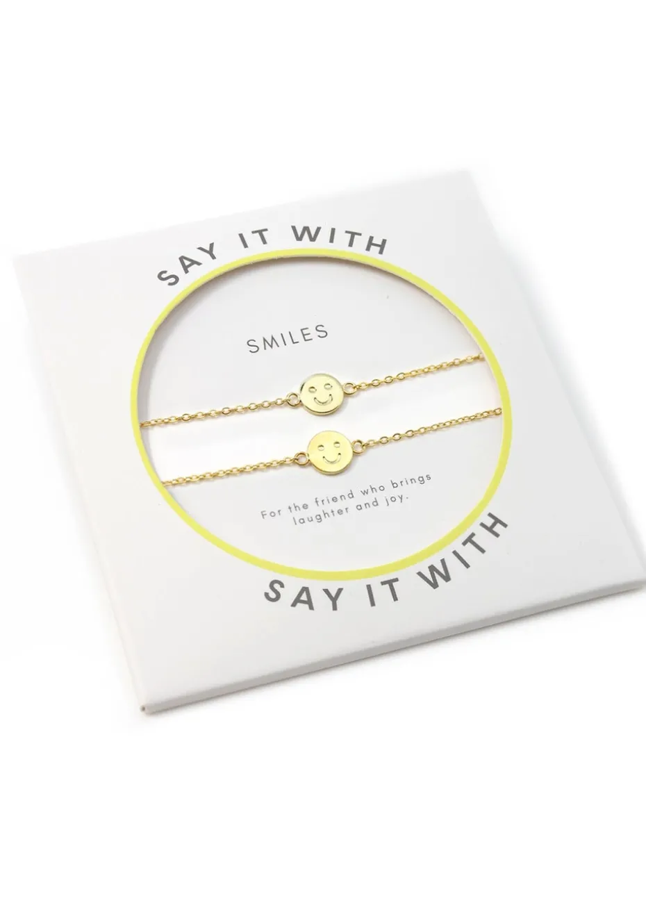 Say It With Yellow Gold Smiley Friendship Bracelets