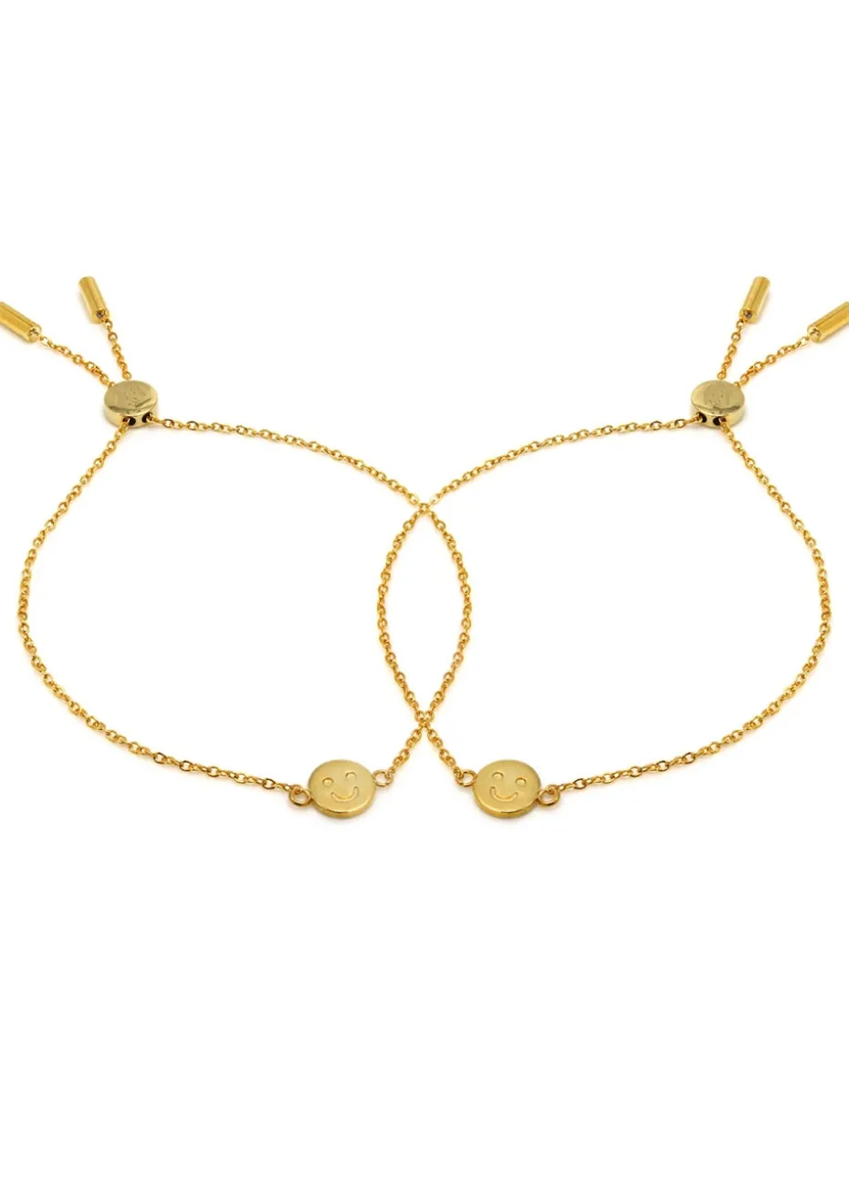 Say It With Yellow Gold Smiley Friendship Bracelets