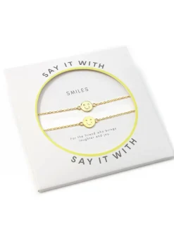 Say It With Yellow Gold Smiley Friendship Bracelets