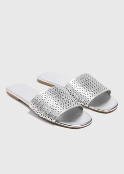Silver Laser Cut Slider Sandal