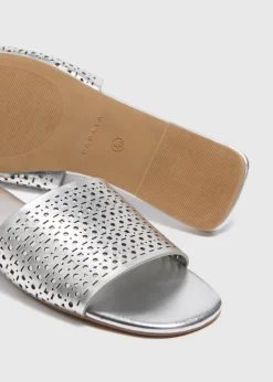 Silver Laser Cut Slider Sandal