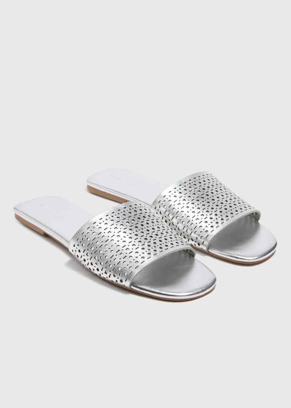 Silver Laser Cut Slider Sandal