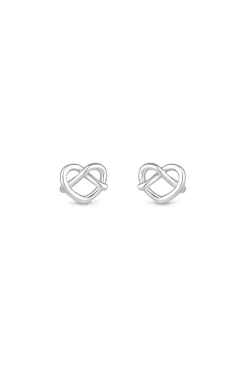 Simply Silver Sterling Silver 925 Open Crossover Heart Stud Earrings