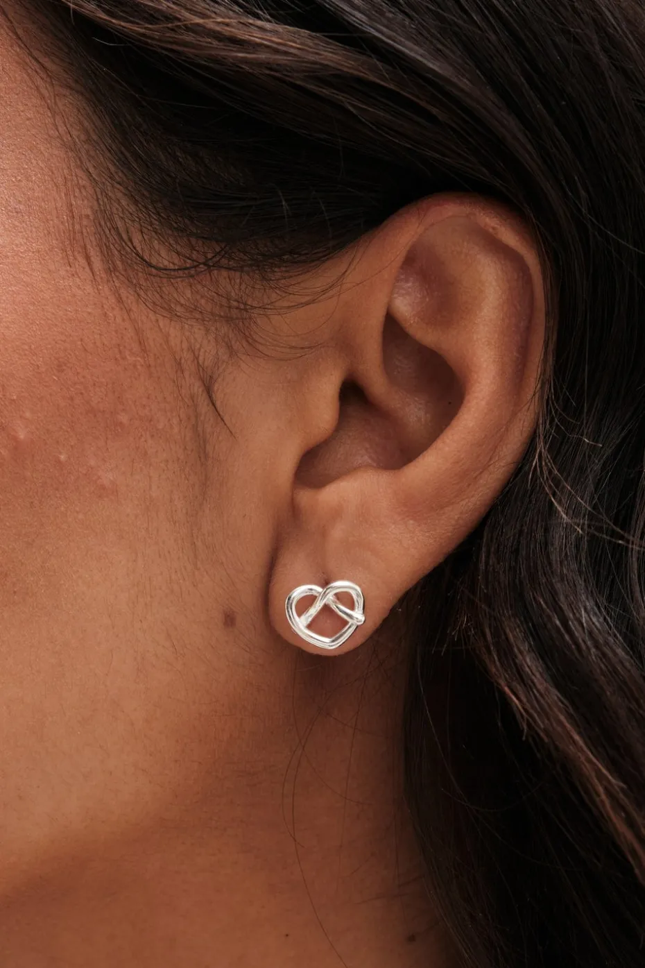 Simply Silver Sterling Silver 925 Open Crossover Heart Stud Earrings