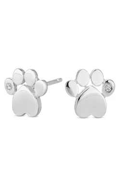 Simply Silver Sterling Silver 925 Paw Print Stud Earrings