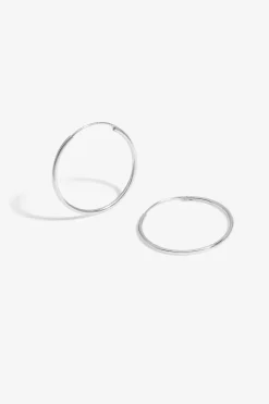 Simply Silver Sterling Silver 925 Polished Medium Sleeper Hoop Earrings