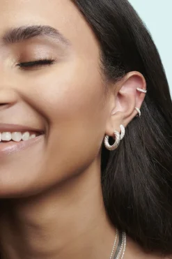 Simply Silver Sterling Silver 925 Cubic Zirconia Mini Hoop Earrings