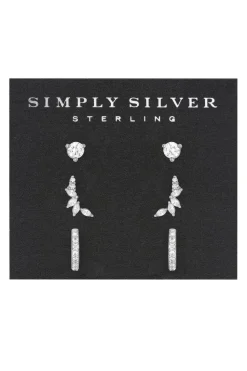 Simply Silver Sterling Silver 925 Cubic Zirconia Climber Earrings (Pack of 3)