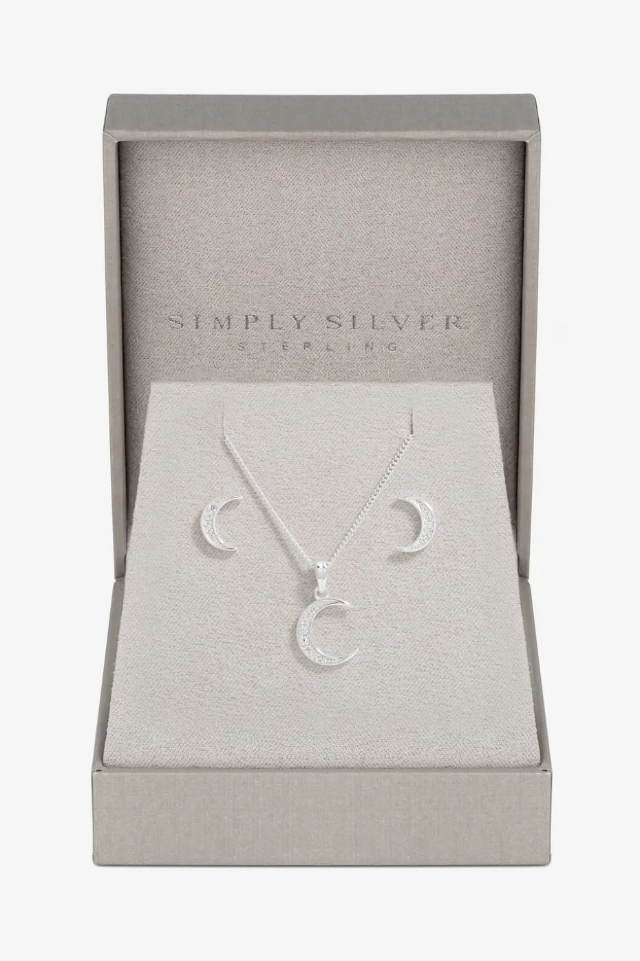 Simply Silver Sterling Silver 925 Cubic Zirconia Crescent Set - Gift Boxed