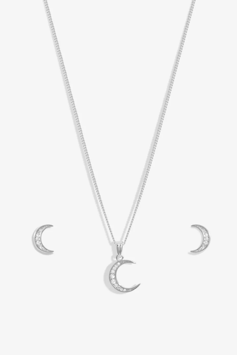 Simply Silver Sterling Silver 925 Cubic Zirconia Crescent Set - Gift Boxed